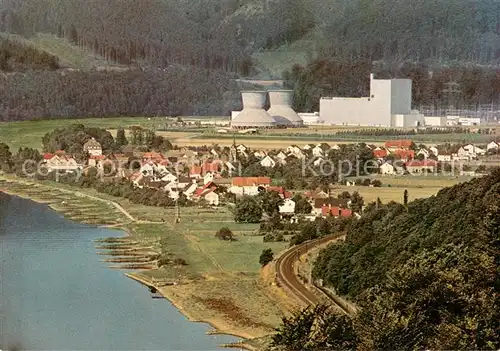 AK / Ansichtskarte Wuergassen Fliegeraufnahme mit Kraftwerk Wuergassen