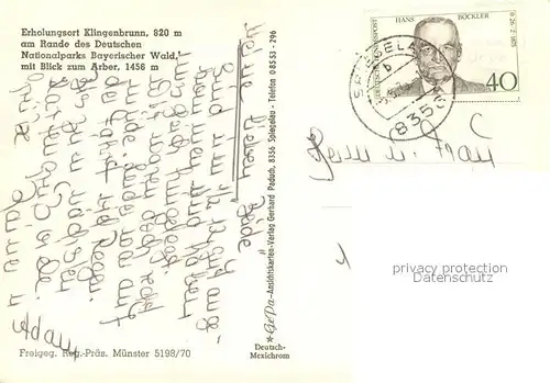 AK / Ansichtskarte Klingenbrunn Fliegeraufnahme mit Arber Klingenbrunn