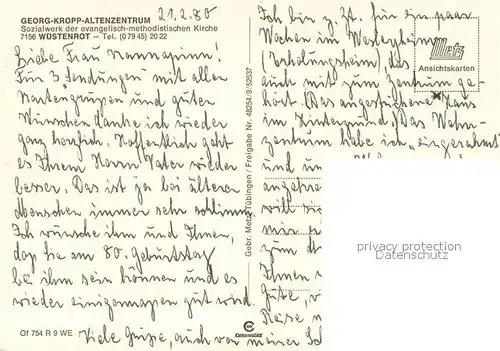 AK / Ansichtskarte Wuestenrot Georg Kropp Altenzentrum Fliegeraufnahme Wuestenrot