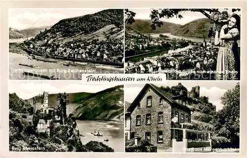 Trechtingshausen mit Burg Reichenstein Rheinpartie Burg Rheinstein Hotel Restaurant Morgenbachtal Trechtingshausen