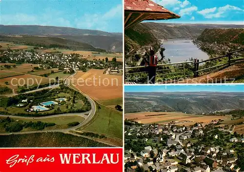 AK / Ansichtskarte Werlau Im Tal der Loreley Wanderweg Panorama Rheintal Fliegeraufnahmen Werlau