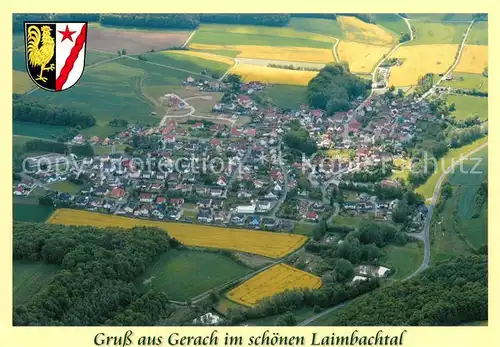 AK / Ansichtskarte Gerach_Oberfranken im Laimbachtal Wappen Fliegeraufnahme Gerach Oberfranken