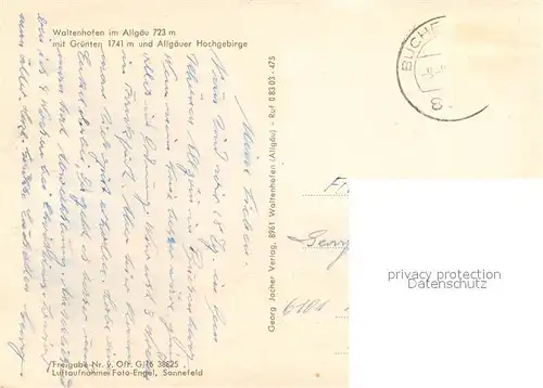 AK / Ansichtskarte Waltenhofen_Allgaeu mit Gruenten und Allgaeuer Hochgebirge Fliegeraufnahme Waltenhofen Allgaeu