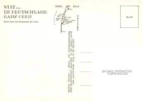 AK / Ansichtskarte Insel_Sylt Suedspitze der Nordseeinsel Fliegeraufnahme Insel_Sylt