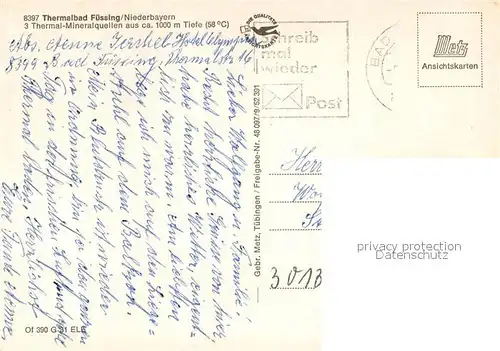 AK / Ansichtskarte Bad_Fuessing Thermalbad Fliegeraufnahme Bad_Fuessing