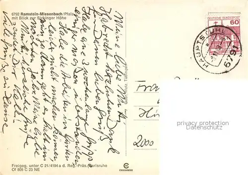 AK / Ansichtskarte Miesenbach_Ramstein Miesenbach mit Blick zur Sickinger Hoehe Fliegeraufnahme Miesenbach