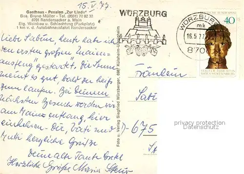 AK / Ansichtskarte Randersacker Panorama mit Main und Weinbergen Randersacker