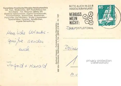 AK / Ansichtskarte Rudolfshaus_Nahe Hunsruecker Forellenhof Pension Reinhartsmuehle Fliegeraufnahme 