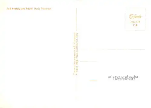 AK / Ansichtskarte Bad_Breisig Burg Rheineck am Rhein Fliegeraufnahme Bad_Breisig