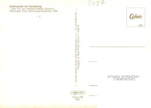 AK / Ansichtskarte Schoenwalde_Bungsberg Tor zur Holsteinischen Schweiz Fliegeraufnahme Schoenwalde Bungsberg