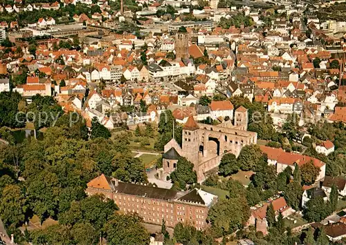 AK / Ansichtskarte Bad_Hersfeld Stadtbild mit Stiftsruine Fliegeraufnahme Bad_Hersfeld