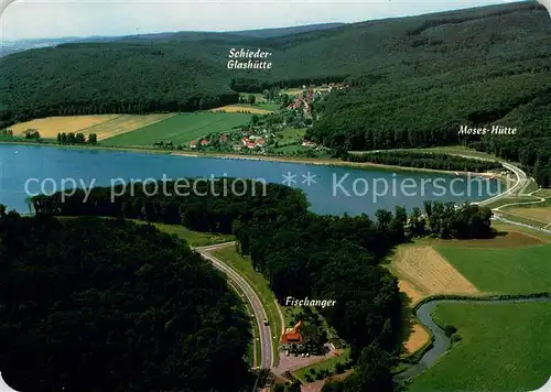 AK / Ansichtskarte Glashuette_Schieder Kneippkurort am Emmerstausee Staudamm Vogelschutzgebiet Fliegeraufnahme Glashuette_Schieder