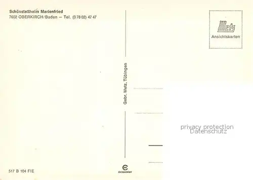 AK / Ansichtskarte Oberkirch_Baden Schoenstattheim Marienfried Oberkirch_Baden