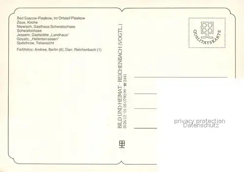 AK / Ansichtskarte Bad_Saarow Pieskow Zaue Kirche Gasthaus Schwielochsee Gaststaette Landhaus Hafenterrassen Speicherow Bad_Saarow Pieskow