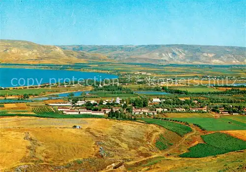 Israel Kinnarot Valley the Lake de Gallilee and Mountains of Golan Fliegeraufnahme Israel