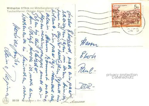 Wildspitze mit Mittelbergferner und Taschachferner Wildspitze