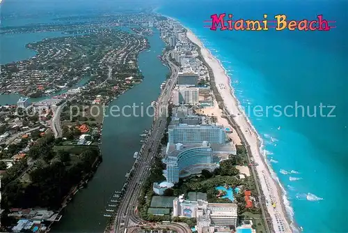 Miami_Beach Showing Indian Creek Atlantic Ocean and the Fontainebleau Hilton Hotel Air view 