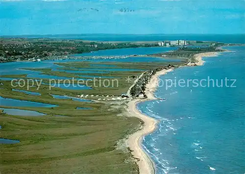 AK / Ansichtskarte Heiligenhafen_Ostseebad Halbinsel Graswarder Das Bad an der Vogelfluglinie Fliegeraufnahme Heiligenhafen_Ostseebad