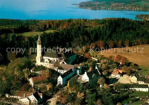 AK / Ansichtskarte Andechs Kloster Andechs mit Blick auf den Ammersee Fliegeraufnahme Andechs