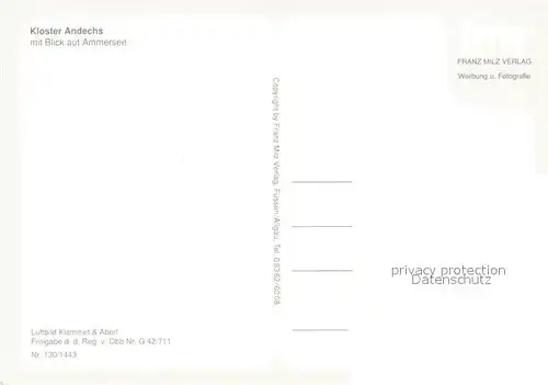 AK / Ansichtskarte Andechs Kloster Andechs mit Blick auf den Ammersee Fliegeraufnahme Andechs