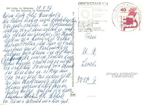 AK / Ansichtskarte Lindau_Bodensee Bad Schachen Schweizer Alpen Fliegeraufnahme Lindau Bodensee