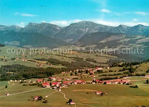 AK / Ansichtskarte Oberreute Hoechstgelegener Erholungsort im Westallgaeu Deutsche Alpenstrasse Allgaeuer Alpen Fliegeraufnahme Oberreute