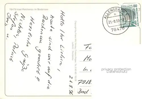 AK / Ansichtskarte Insel_Reichenau Alpenkette Fliegeraufnahme Insel Reichenau