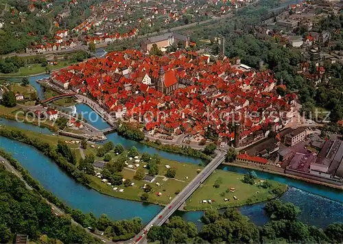 AK / Ansichtskarte Hann._Muenden Zusammenfluss von Werra und Fulda zur Weser Stadtzentrum Fliegeraufnahme Hann. Muenden