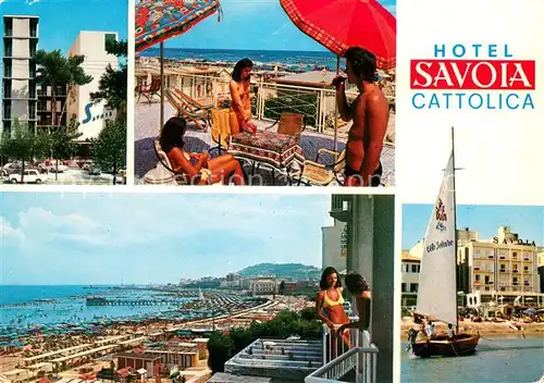 AK / Ansichtskarte Cattolica_Rimini Hotel Savoia Terrasse Panorama Strand 