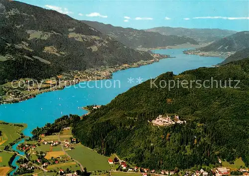 AK / Ansichtskarte Ossiachersee mit Burgruine Landskron Fliegeraufnahme Ossiachersee