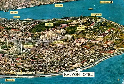 AK / Ansichtskarte Istanbul_Constantinopel Blaue Mosche Hagia Sophia und Topkap Fliegeraufnahme Istanbul_Constantinopel