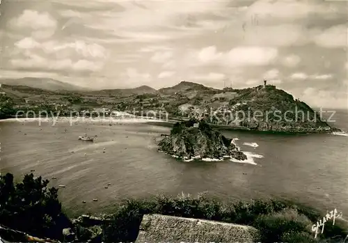 AK / Ansichtskarte San_Sebastian_de_Garabandal Isla de Santa Clara y Monte Igueldo San_Sebastian