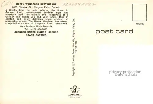 AK / Ansichtskarte Niagara_Falls_Ontario Stanley Street Happy Wanderer Restaurant Niagara_Falls_Ontario