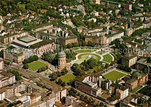AK / Ansichtskarte Mannheim Fliegeraufnahme mit Wasserturm Christuskirche Rosengarten und neuer Rosengarten Mannheim