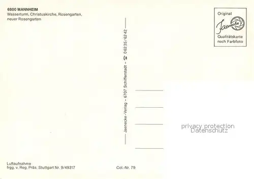 AK / Ansichtskarte Mannheim Fliegeraufnahme mit Wasserturm Christuskirche Rosengarten und neuer Rosengarten Mannheim