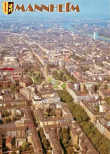 AK / Ansichtskarte Mannheim_Rhein Altstadt mit Wasserturm und Augusta Anlage Fliegeraufnahme 