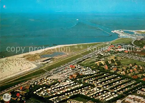 AK / Ansichtskarte Norddeich_Ostfriesland Nordseekuestenbad Campingplatz Fliegeraufnahme Norddeich_Ostfriesland