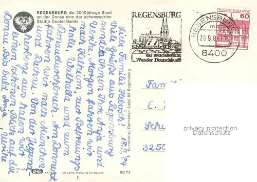 AK / Ansichtskarte Regensburg 2000jaehrige Stadt an der Donau Fliegeraufnahme Regensburg