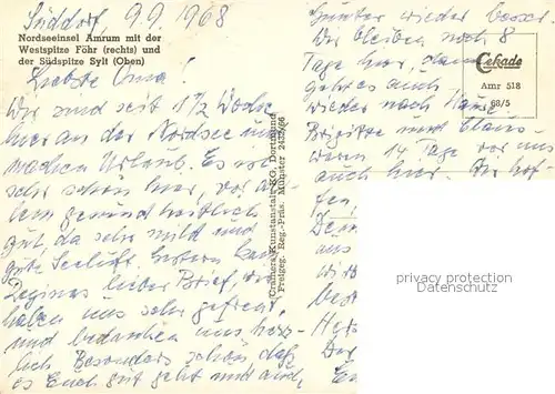 AK / Ansichtskarte Amrum Fliegeraufnahme mit Westspitze Foehr und Suedspitze Sylt Amrum