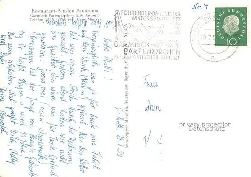 AK / Ansichtskarte Garmisch Partenkirchen Restaurant Pension Panorama Garmisch Partenkirchen