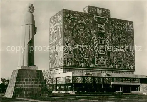 AK / Ansichtskarte Mexico_City Ciudad Universitaria Biblioteca Nacional con mosaico de Juan O Gormann Mexico City