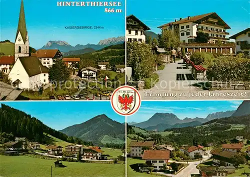 AK / Ansichtskarte Hinterthiersee Kaisergebirge Hotel Pension Juffing Panorama Ortsansicht Hinterthiersee