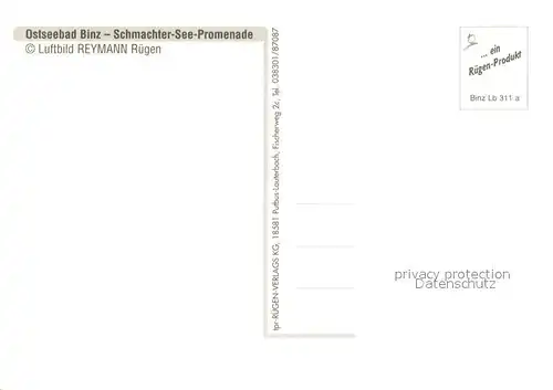 AK / Ansichtskarte Binz_Ruegen Fliegeraufnahme mit Schmachter See Promenade Binz_Ruegen