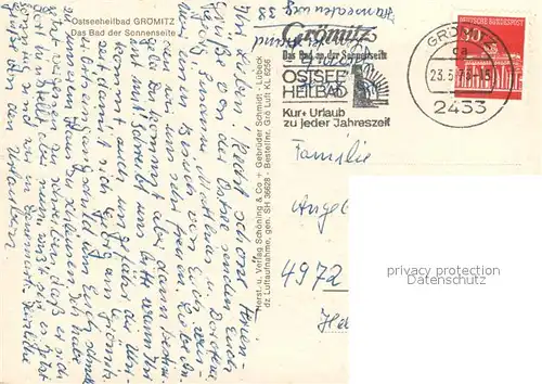 AK / Ansichtskarte Groemitz_Ostseebad Das Bad an der Sonnenseite Fliegeraufnahme Groemitz_Ostseebad