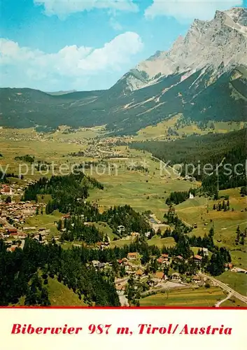 AK / Ansichtskarte Biberwier_Tirol Panorama mit Blick zur Zugspitze Wettersteingebirge Fliegeraufnahme Biberwier Tirol