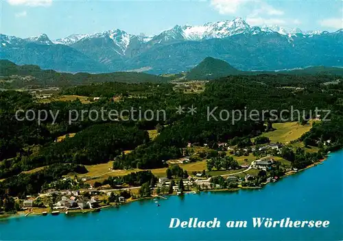 AK / Ansichtskarte Dellach_Woerthersee Badeort mit den Karawanken Fliegeraufnahme Dellach_Woerthersee