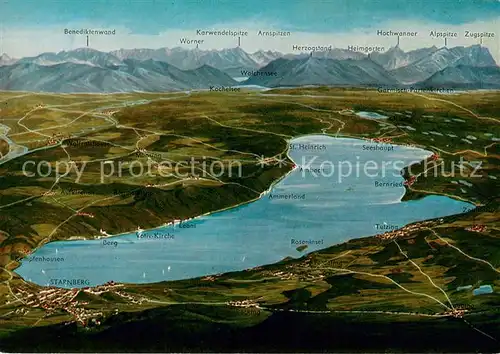 AK / Ansichtskarte Starnbergersee Fliegeraufnahme Starnbergersee