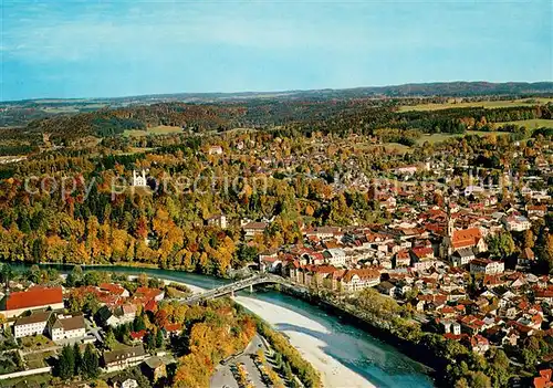 AK / Ansichtskarte Bad_Toelz Fliegeraufnahme mit Isar und Kalvarienberg Bad_Toelz