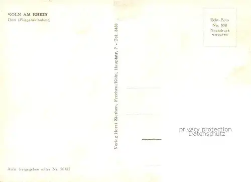 AK / Ansichtskarte Koeln_Rhein Dom Fliegeraufnahme Koeln_Rhein