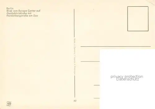 AK / Ansichtskarte Berlin Blick vom Europa Center auf Gedaechtniskirche mit Hardenbergstrasse am Zoo Berlin